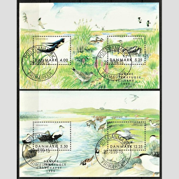 FRIMRKER DANMARK | 1999 - AFA 1228,1231 | Danske trkfugle - Miniark I og II flerfarvet - Pnt stemplet