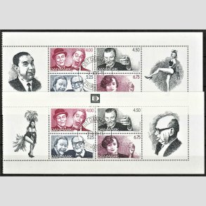 FRIM�RKER DANMARK | 1999 - AFA 1216A+B - Dansk Revy - Miniark med Poul Henningsen + Stig Lommer - Pragt stemplet