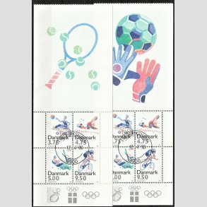 FRIM�RKER DANMARK | 1996 - AFA 1115A+B - Sport - 23,00 kr. Miniarks�t med vignetter med fodbold og tennis - P�nt Stemplet