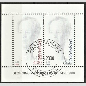 FRIM�RKER DANMARK | 2000 - AFA 1241 - Droning Margrethe 60 �r - 9,25 Kr. Miniark - Pragt Stemplet