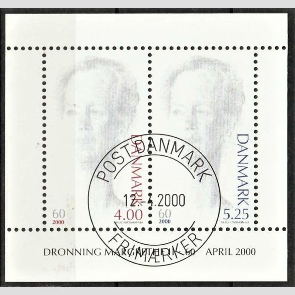 FRIMRKER DANMARK | 2000 - AFA 1241 - Droning Margrethe 60 r - 9,25 Kr. Miniark - Pragt Stemplet