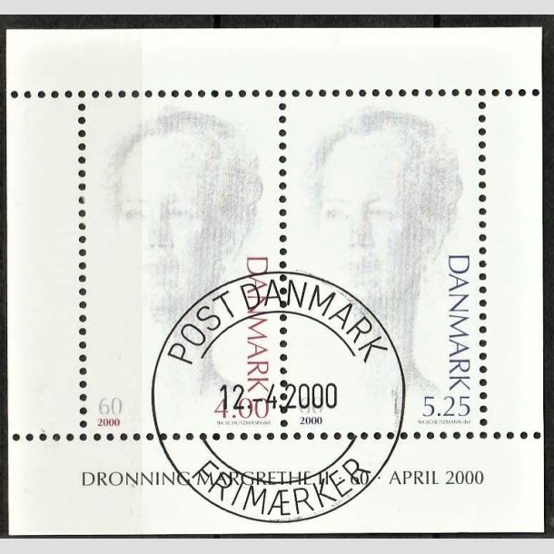 FRIMRKER DANMARK | 2000 - AFA 1241 - Droning Margrethe 60 r - 9,25 Kr. Miniark - Pragt Stemplet