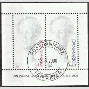 FRIM�RKER DANMARK | 2000 - AFA 1241 - Droning Margrethe 60 �r - 9,25 Kr. Miniark - Pragt Stemplet