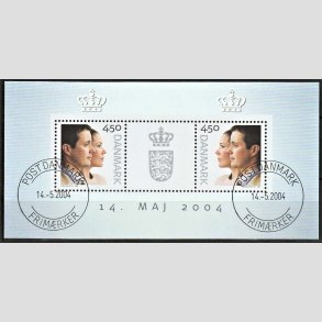 FRIM�RKER DANMARK | 2004 - AFA 1390 - Kongeligt bryllup. - Miniark flerfarvet - Pragt stemplet