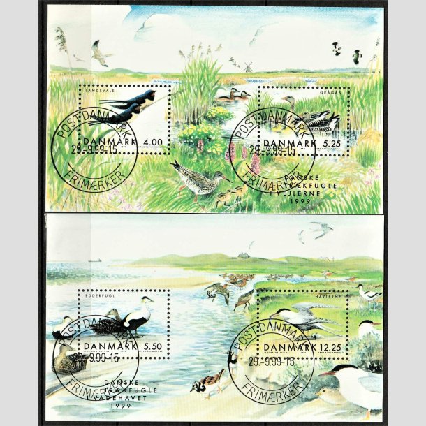 FRIMRKER DANMARK | 1999 - AFA 1228,1231 | Danske trkfugle - Miniark I og II flerfarvet - Pnt stemplet