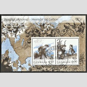 FRIM�RKER DANMARK | 2004 - AFA 1386 - Nordisk Mytologi 1. - Kr. 10,50 Miniark - P�nt Stemplet 