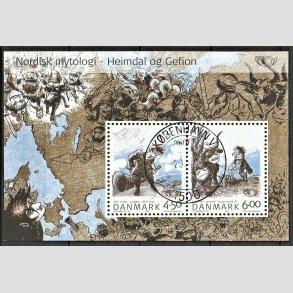 FRIM�RKER DANMARK | 2004 - AFA 1386 - Nordisk Mytologi 1. - Kr. 10,50 Miniark - P�nt Stemplet 