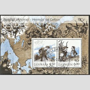 FRIM�RKER DANMARK | 2004 - AFA 1386 - Nordisk Mytologi 1. - Kr. 10,50 Miniark - P�nt Stemplet 