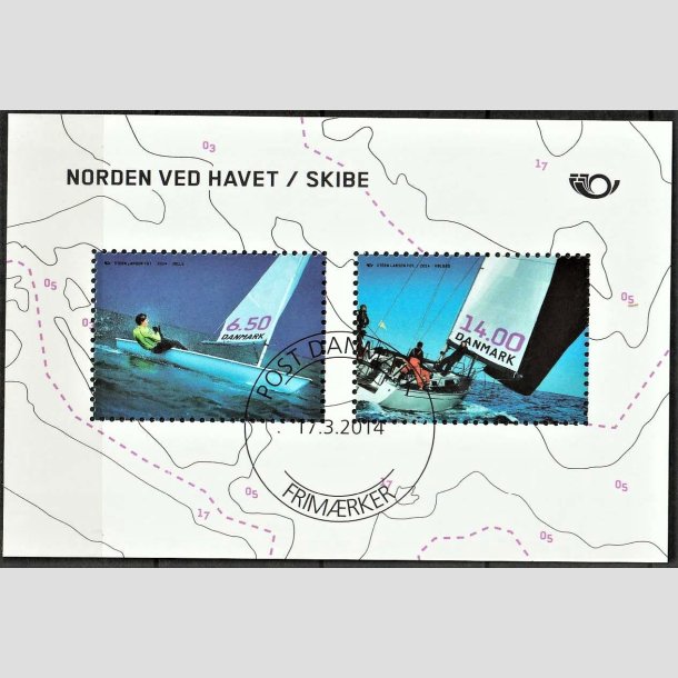 FRIMRKER DANMARK | 2014 - AFA 1780A - Norden ved havet III - 20,50 Kr. flerfarvet Miniark - Pragt Stemplet