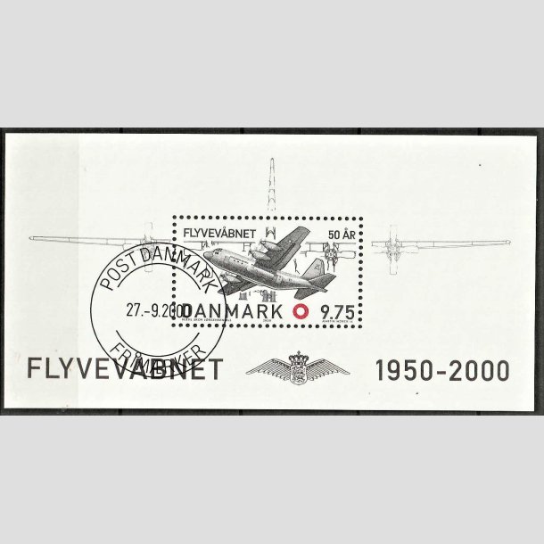 FRIMRKER DANMARK | 2000 - AFA 1265 - Flyvevbnet 50 r. - Kr. 9,75 Miniark - Pnt Stemplet