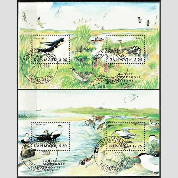 FRIMRKER DANMARK | 1999 - AFA 1228,1231 | Danske trkfugle - Miniark I og II flerfarvet - Pnt stemplet