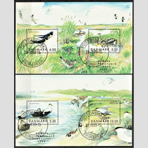 FRIM�RKER DANMARK | 1999 - AFA 1228,1231 | Danske tr�kfugle - Miniark I og II flerfarvet - P�nt stemplet