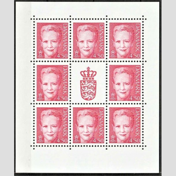 FRIMRKER DANMARK | 2004 - AFA 1374 (SMARK NR. 15) - Dronning Margrethe - 4,50 kr. rd x 8 samt vignet - Postfrisk