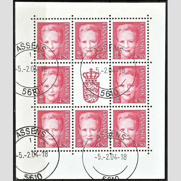 FRIMRKER DANMARK | 2004 - AFA 1374 (SMARK NR. 15) - Dronning Margrethe - 4,50 kr. rd x 8 samt vignet - Stemplet