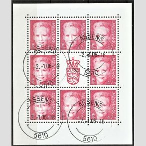 FRIM�RKER DANMARK | 2006 - AFA 1449 (SM�ARK NR. 24) - Dronning Margrethe - 4,75 kr. r�d x 8 samt vignet - Stemplet