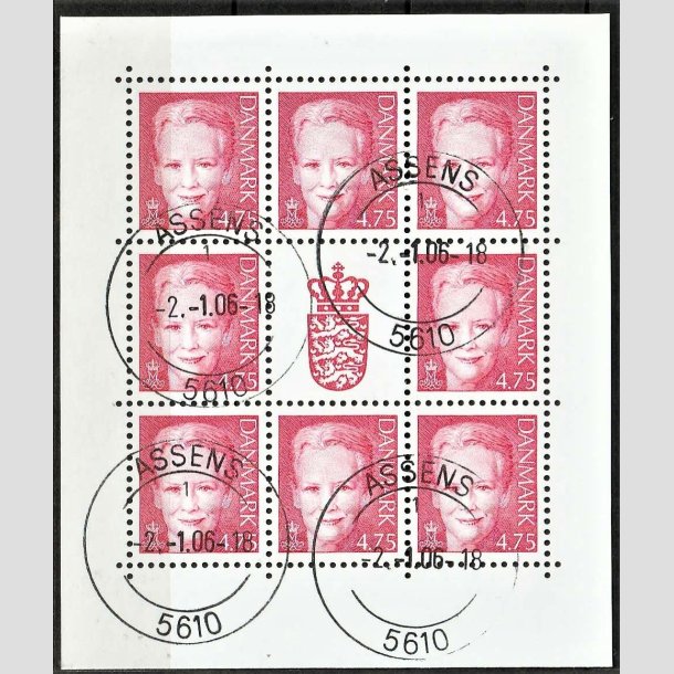 FRIMRKER DANMARK | 2006 - AFA 1449 (SMARK NR. 24) - Dronning Margrethe - 4,75 kr. rd x 8 samt vignet - Stemplet