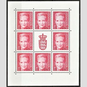 FRIM�RKER DANMARK | 2008 - AFA 1522 (SM�ARK NR. 32) - Dronning Margrethe - 5,50 kr. r�d x 8 samt vignet - Postfrisk
