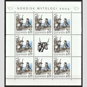 FRIM�RKER DANMARK | 2004 - AFA 1385 (SM�ARK NR. 17) - Nordisk Mytologi - 6,00 kr. flerfarvet x 8 + vignet - Postfrisk