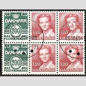 FRIM�RKER DANMARK | 1989 - AFA HS 13 - H�ftesammentryk - Dobbeltstribe - Pragt Stemplet