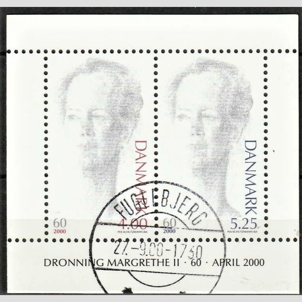 FRIMRKER DANMARK | 2000 - AFA 1241 - Droning Margrethe 60 r - 9,25 Kr. Miniark - Pragt Stemplet