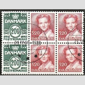 FRIM�RKER DANMARK | 1989 - AFA HS 13 - H�ftesammentryk - Dobbeltstribe - Pragt Stemplet