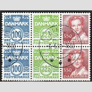 FRIM�RKER DANMARK | 1990 - AFA HS 14 - H�ftesammentryk - Dobbeltstribe - Pragt Stemplet