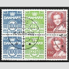 FRIM�RKER DANMARK | 1990 - AFA HS 14 - H�ftesammentryk - Dobbeltstribe - Pragt Stemplet