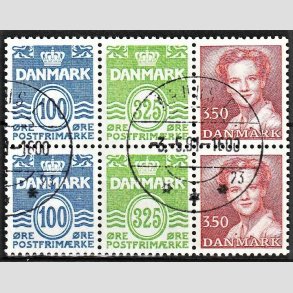 FRIM�RKER DANMARK | 1990 - AFA HS 14 - H�ftesammentryk - Dobbeltstribe - Pragt Stemplet