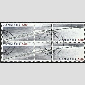 FRIMRKER DANMARK | 1998 - AFA 1174,1175 - Storebltsforbindelsen - 5,00 + 5,00 Kr. i 4-blok - Lux Stemplet Skive