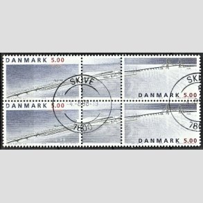 FRIMRKER DANMARK | 1998 - AFA 1174,1175 - Storebltsforbindelsen - 5,00 + 5,00 Kr. i 4-blok - Lux Stemplet Skive