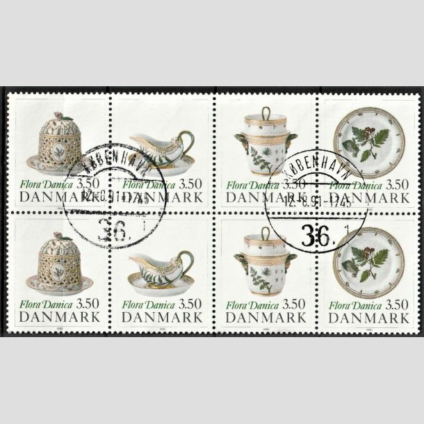 FRIMRKER DANMARK | 1990 - AFA 966-69 - Flora Danica 200 r - 3,50 Kr. i sammentryk flerfarvet - Pnt Stemplet