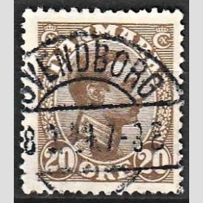 FRIMRKER DANMARK | 1921-22 - AFA 125 - Chr. X 20 re brun - Lux Stemplet