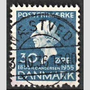 FRIM�RKER DANMARK | 1935 - AFA 228 - H. C. Andersen 30 �re bl� - Lux Stemplet N�stved