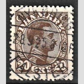 FRIMRKER DANMARK | 1921-22 - AFA 125 - Chr. X 20 re brun - Lux Stemplet
