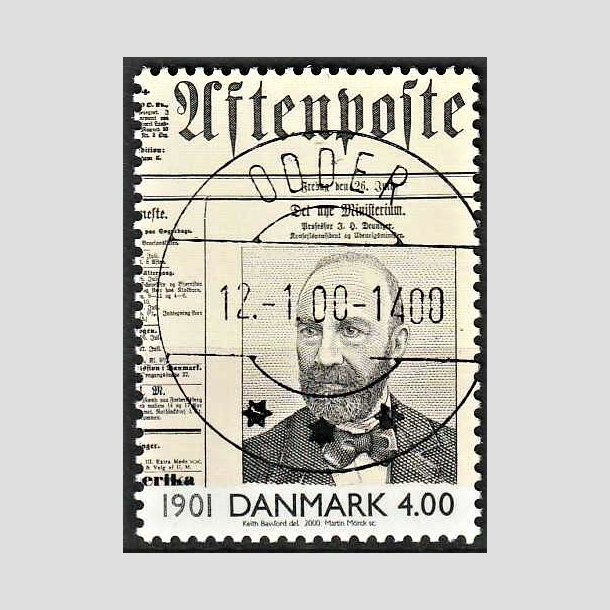 FRIMRKER DANMARK | 2000 - AFA 1235 - 1900-tallet serie 1 - 4,00 Kr. flerfarvet - Pragt Stemplet Odder