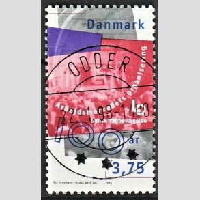 FRIM�RKER DANMARK | 1998 - AFA 1165 - Arbejdsmarkedet - 3,75 Kr. flerfarvet - Pragt Stemplet Odder