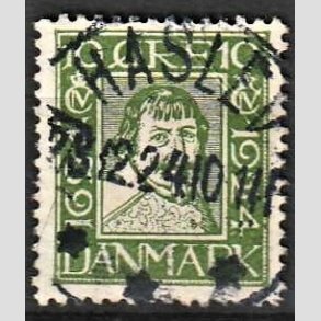 FRIM�RKER DANMARK | 1924 - AFA 134 - Postjubil�um 10 �re gr�n - Lux Stemplet Haslev