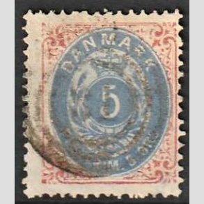 FRIM�RKER DANMARK | 1875 - AFA 24 - 5 �re r�d/bl� - Stemplet