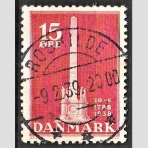 FRIM�RKER DANMARK | 1938 - AFA 244 - Stavnsb�ndet 15 �re r�d - Lux Stemplet Roskilde