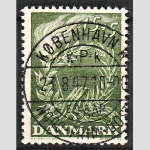 FRIM�RKER DANMARK | 1947 - AFA 299 - Modstandsbev�gelsen - 15 + 5 �re gr�n - Pragt Stemplet