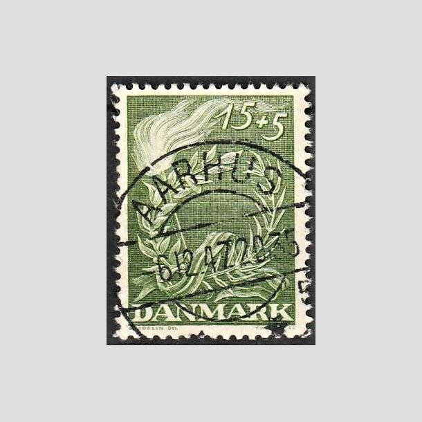 FRIMRKER DANMARK | 1947 - AFA 299 - Modstandsbevgelsen - 15 + 5 re grn - Pragt Stemplet Aarhus