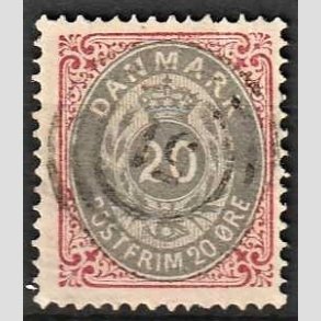 FRIM�RKER DANMARK | 1875 - AFA 28y - 20 �re r�d/gr� - Stemplet