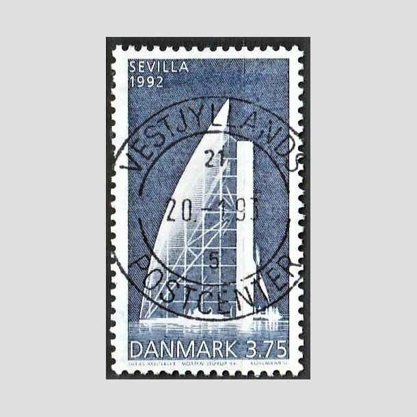 FRIMRKER DANMARK | 1992 - AFA 1026 - EXPO 92 i Sevilla - 3,75 Kr. bl - Pragt Stemplet