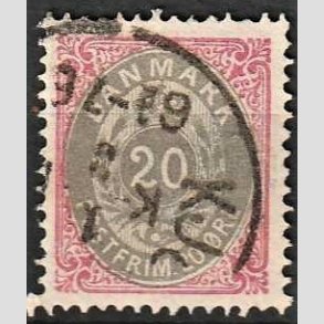 FRIM�RKER DANMARK | 1875 - AFA 28 - 20 �re r�d/gr� - Stemplet