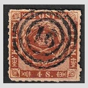 FRIMRKER DANMARK | 1863 - AFA 9 - 4 Skilling brun - Stemplet