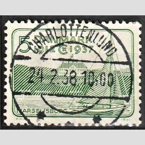 FRIMRKER DANMARK | 1937 - AFA 239 - Chr. X 25 re jubilum 5 re grn - Lux Stemplet Charlottenlund