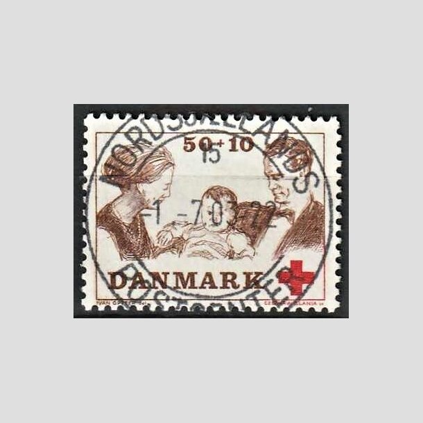 FRIMRKER DANMARK | 1969 - AFA 491 - Dans Rde Kors tillgsvrdi - 50 + 10 re brun/rd - Pragt Stemplet