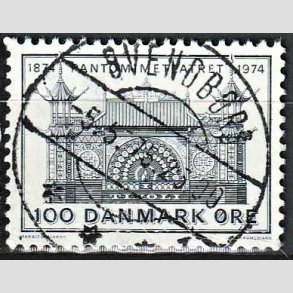 FRIM�RKER DANMARK | 1974 - AFA 565 - Pantomimeteateret 100 �r - 100 �re bl� - Pragt Stemplet