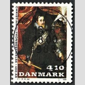 FRIM�RKER DANMARK | 1988 - AFA 904 - Christian d. IV - 4,10 Kr. flerfarvet - Pragt Stemplet Sor�