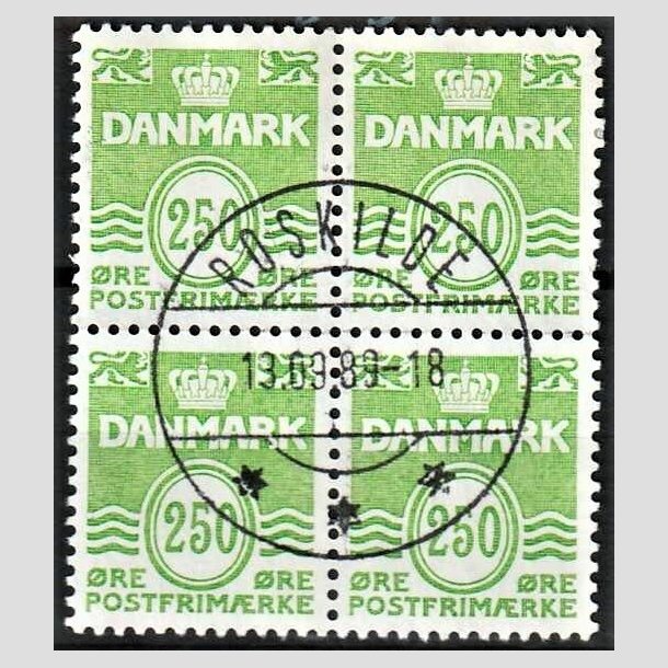 FRIMRKER DANMARK | 1985 - AFA 819 - Blgelinie - 250 re lysgrn i 4-blok - Pragt Stemplet Roskilde